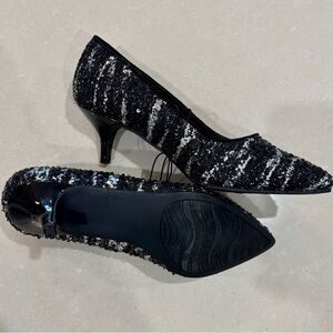 Impo Black and Silver Sequin Heels